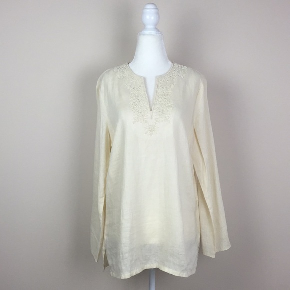 Lands' End Tops - Lands' End - Seed Bead Linen Tunic